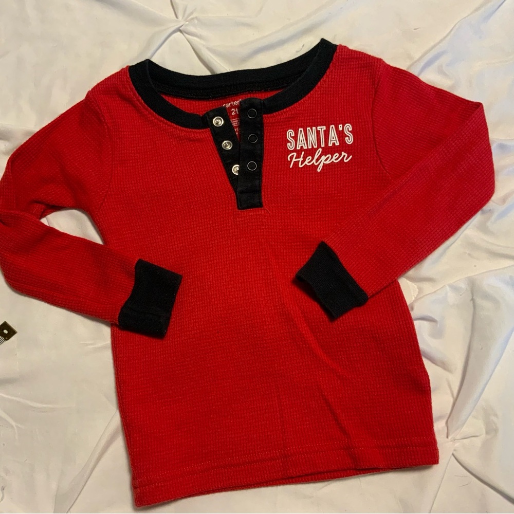 Pick any 5 for $15 Carter's Red and Black Santa's Helper Long Sleeve Tee